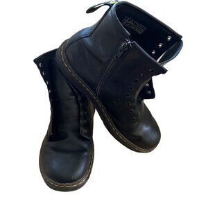 Dr. Martens Size 5 Black Zavala Leather Side Zip Lace Up Combat Boots - No Laces